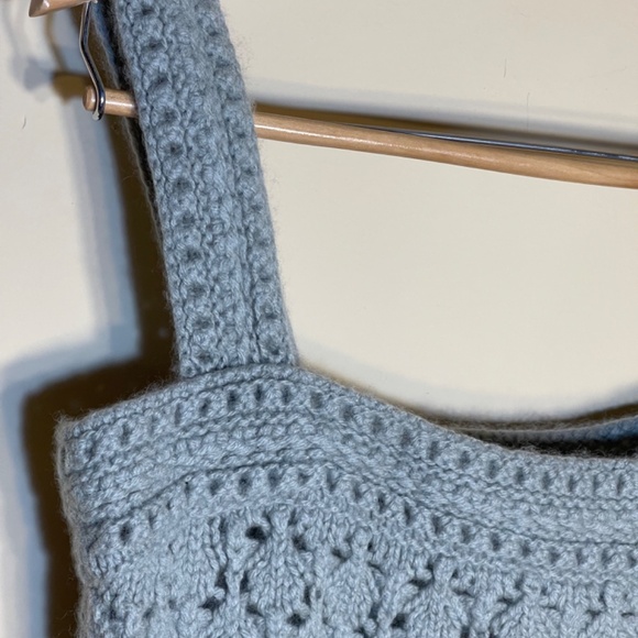 Cashmere Crochet Knit Tank midi Top Grey - Picture 5 of 11
